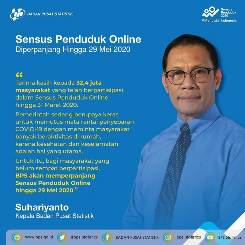 Sensus Penduduk Online Diperpanjang